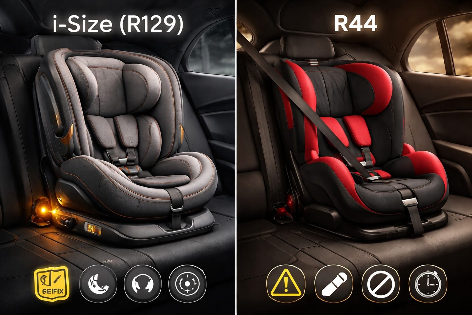 معايير أمان مقاعد الأطفال 2026: دليل i-Size (R129) مقابل R44